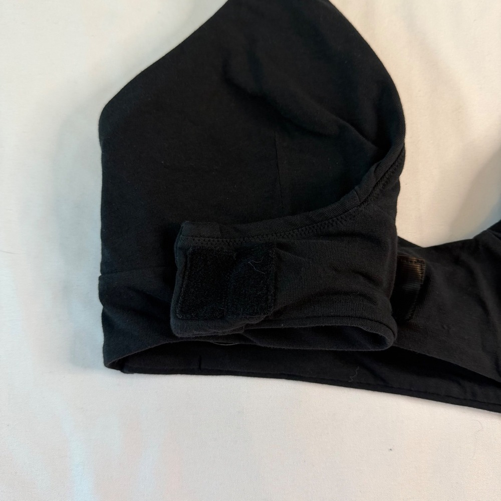 Slick Chicks Front Fastening Adaptive Bralette Black Large Wireless Cotton Blend - Picture 10 of 13